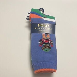 Polo by Ralph Lauren Bear and playful crabs Stripe Socks - 3 Pack - Boys 9-11